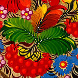 Картина на зрізі дерева Петриківський розпис ручної роботи 30х20 см КВІТИ І КАЛИНА Український сувенір, фото 7