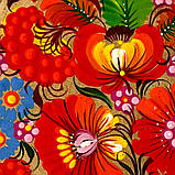 Картина на зрізі дерева Петриківський розпис ручної роботи 30х20 см КВІТИ І КАЛИНА Український сувенір, фото 9