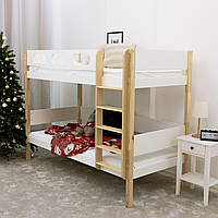 Після збирання для фото Двоярусне дитяче ліжко з натурального дерева "Leon" для для дітей для підлітків двоповерхове ліжко