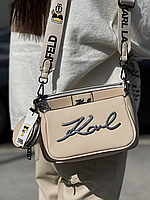Женская сумочка клатч Karl Lagerfeld Pochette Logo Beige