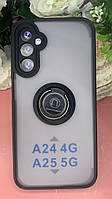 Накладка Goospery Ring Samsung A245 Galaxy A24 4G Противоударный чехол. Черный