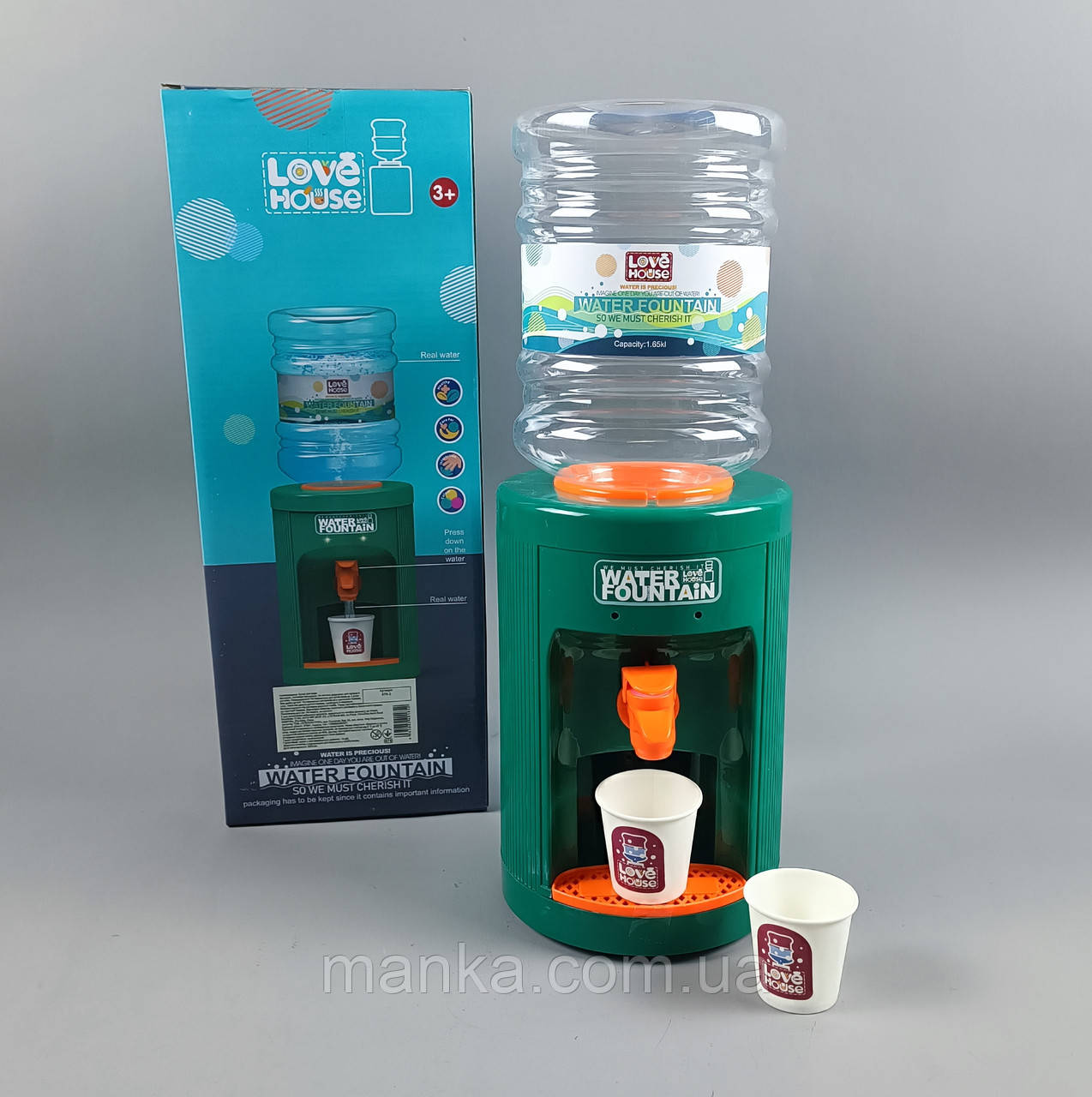 Дитячий кулер для води 678-2 ллється вода, паперові стаканчики, в коробці, фото 1