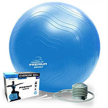 Фітбол 4000 PowerPlay Premium Gymball Anti-Burs м'яч для фітнесу укріплений насос 65см синій