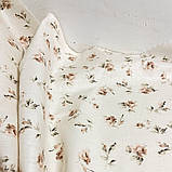 Тканина бавовна для рукоділля вінтажні коричневі трояндочки на тілесному тлі 50 см/40 см, фото 2