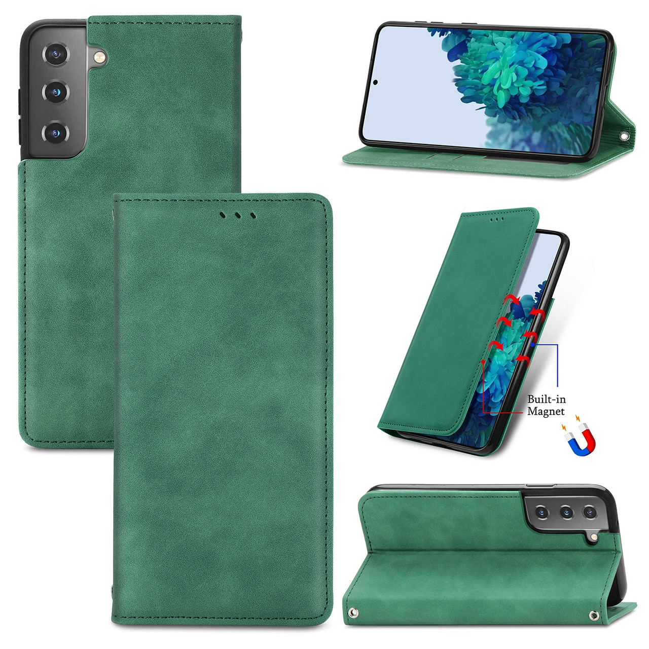 Чохол-книжка Skin Feel Leather Wallet для Samsung Galaxy S21 Plus Green