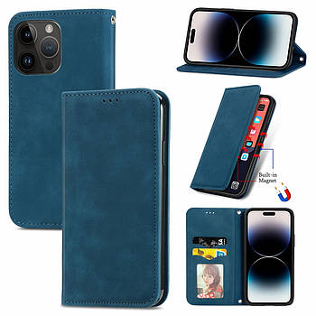 Чохол-книжка Skin Feel Leather Wallet для Apple iPhone 15 Pro Blue