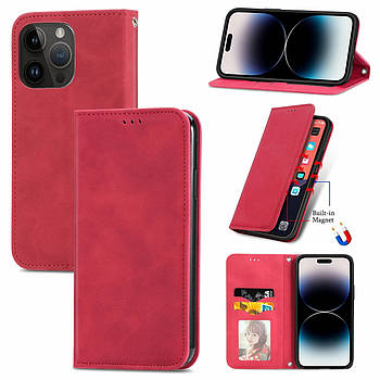 Чохол-книжка Skin Feel Leather Wallet для Apple iPhone 15 Pro Red