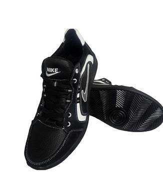 Кожаные кроссовки Nike (271 чёрно-белая) мужские спортивные кроссовки шкіряні чоловічі, фото 2