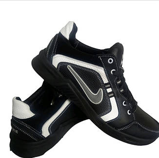 Кожаные кроссовки Nike (271 чёрно-белая) мужские спортивные кроссовки шкіряні чоловічі, фото 3