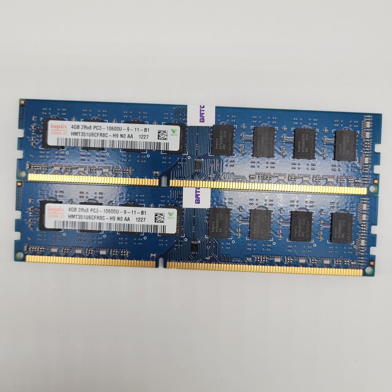 Пара оперативної пам'яті Hynix DDR3 8Gb (2x4Gb) 1333MHz PC3-10600U 2R8 CL9 (HMT351U6CFR8C-H9 N0 AA) Б/В