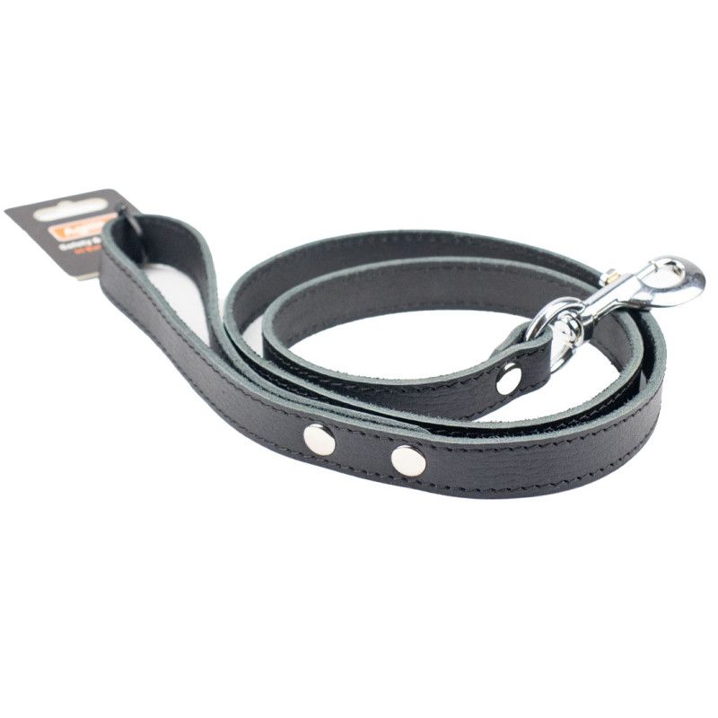 Повідець з натуральної ремінної шкіри для собак Agility 20056-1 20 мм х 1200 мм, чорний, 317114, фото 1
