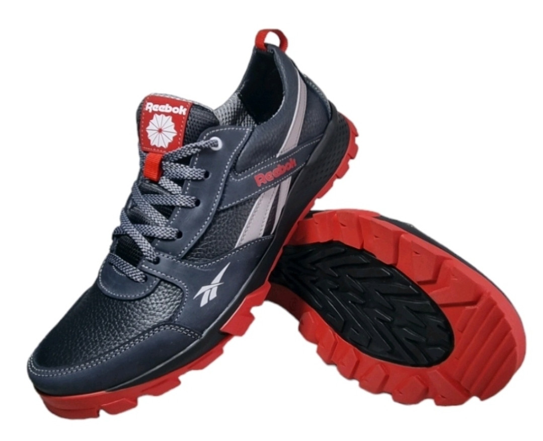 Кожаные кроссовки Reebok (240 сине-серая) мужские спортивные кроссовки шкіряні чоловічі