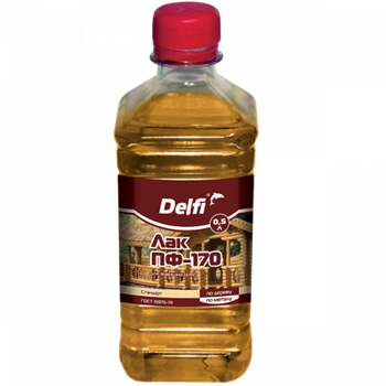 Лак ПФ-170 Delfi глянцевий лак для дерева захисний декоративний 0.5л