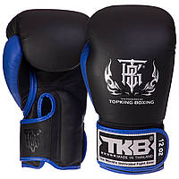 Перчатки боксерские кожаные TOP KING Reborn TKBGRB размер 12 унции цвет черный-синий hd