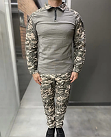 Армейская Кофта Убакс, пиксель НАТО, раз L, коттон (хлопок), Combat, с отделением под налокотники, тактическая