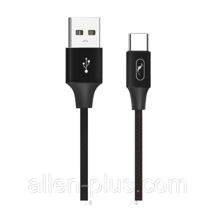 SkyDolphin S55T Кабель USB Type C 1M, нейлон, (передавання даних, заряджання)