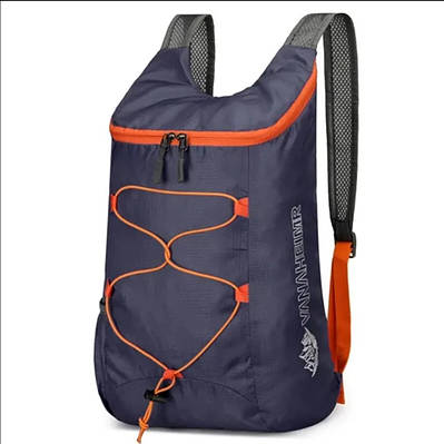 Темно-синій складаний, водонепроникний, легкий рюкзак. Компактні розміри. Рюкзак для покупок, прогулянки.