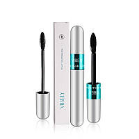 Туш Vibely Mascara 2 в 1, подовжуюча, об'єм 4D, водостійка, чорна