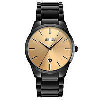 Мужские кварцевые наручные часы на металлическом браслете Skmei 9140 BKGD Оригинал