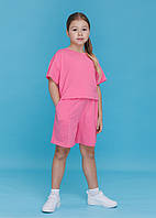 Костюм для девочки КС781 футболка и шорты Бемби 300-розовый 122