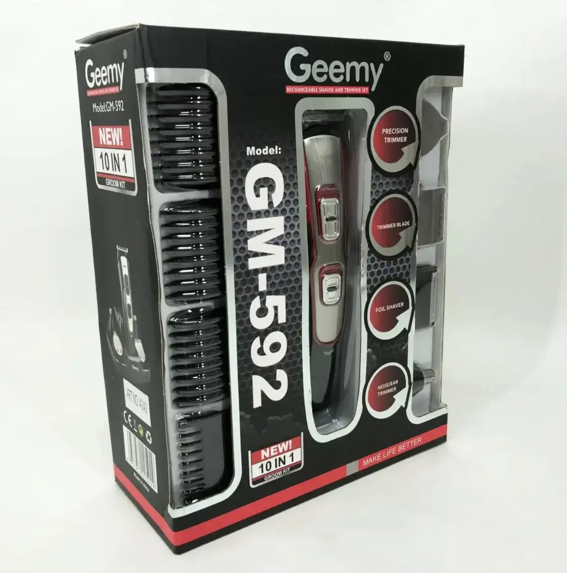 Универсальная машинка для стрижки волос 10в1 с подставкой Триммер Gemei для стрижки бороды аккумуляторный - фото 8 - id-p2142105448