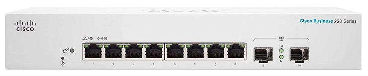 Cisco Комутатор CBS220 Smart 8-port GE, Ext PS, 2x1G SFP