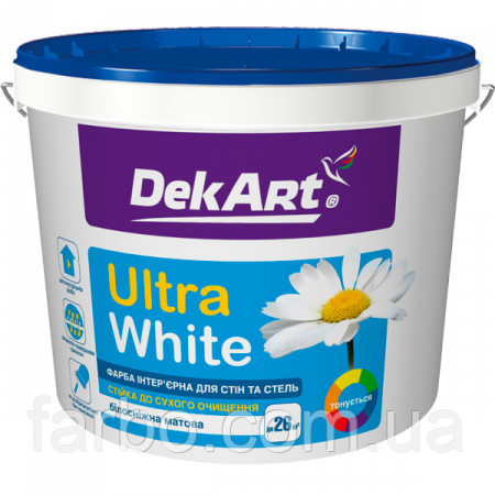 Фарба акрилова DekArt Ultra White для стін та стель 6.3кг