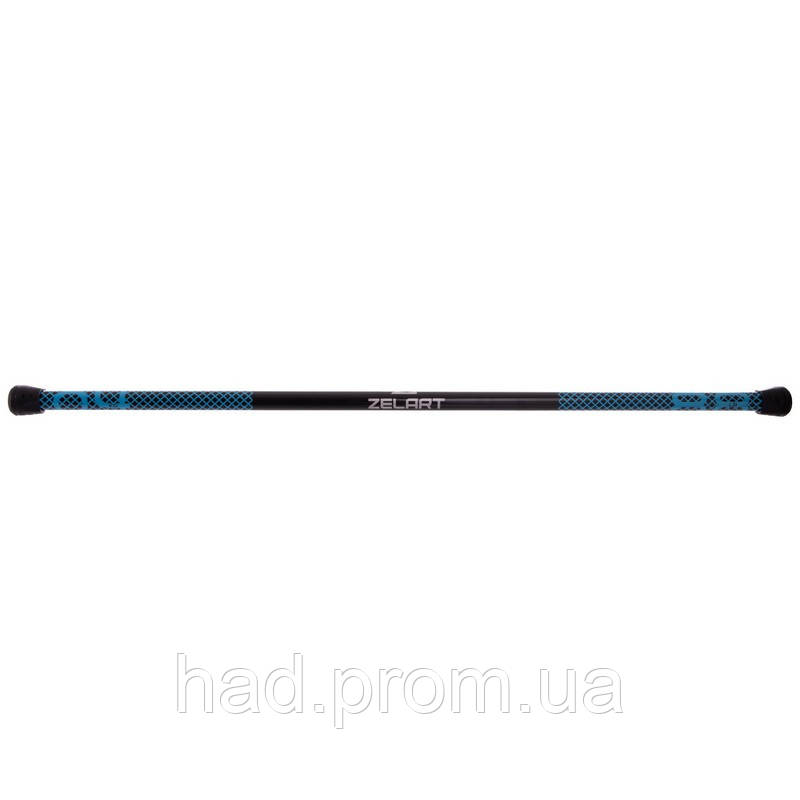 Палка гимнастическая Бодибар Body Bar Zelart FI-2611-4 вес 4кг черный-голубой hd - фото 2 - id-p2142118307