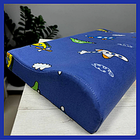 Дитяча ортопедична подушка синя літачки