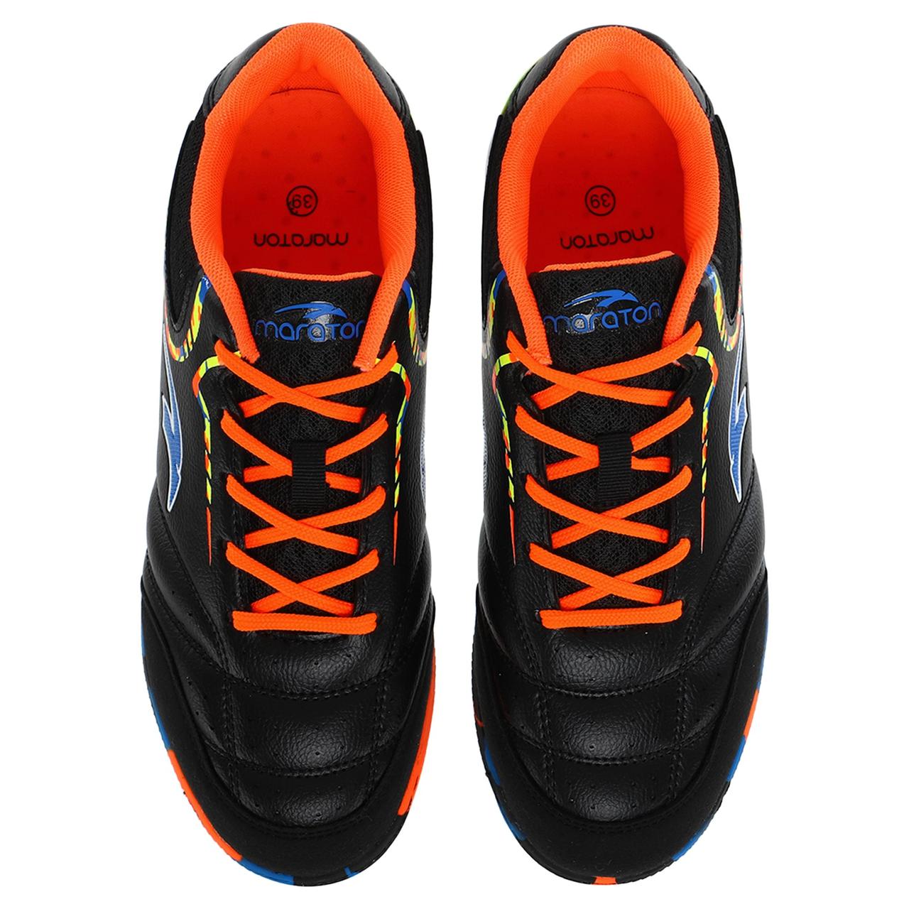 Обувь для футзала подростковая MARATON 230508-1 размер 36-41 черный-синий-оранжевый kl - фото 7 - id-p2142127488