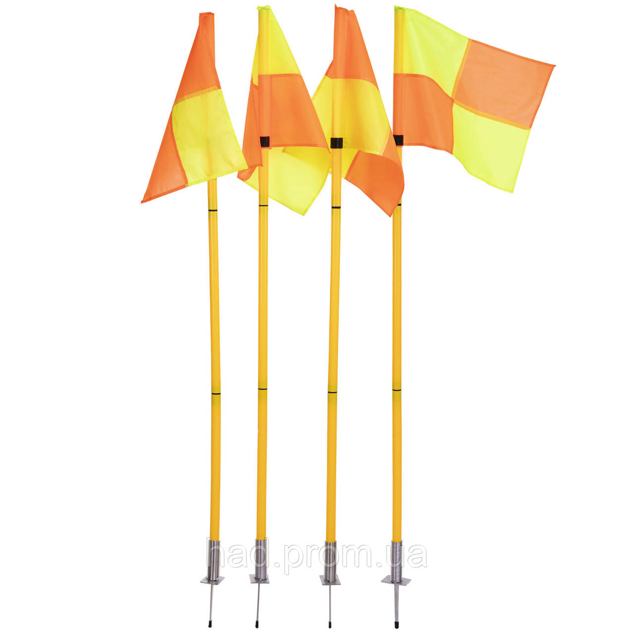 Флаги угловые складные Zelart C-4585 4шт 1,63м оранжевый-желтый hd - фото 1 - id-p2142118368