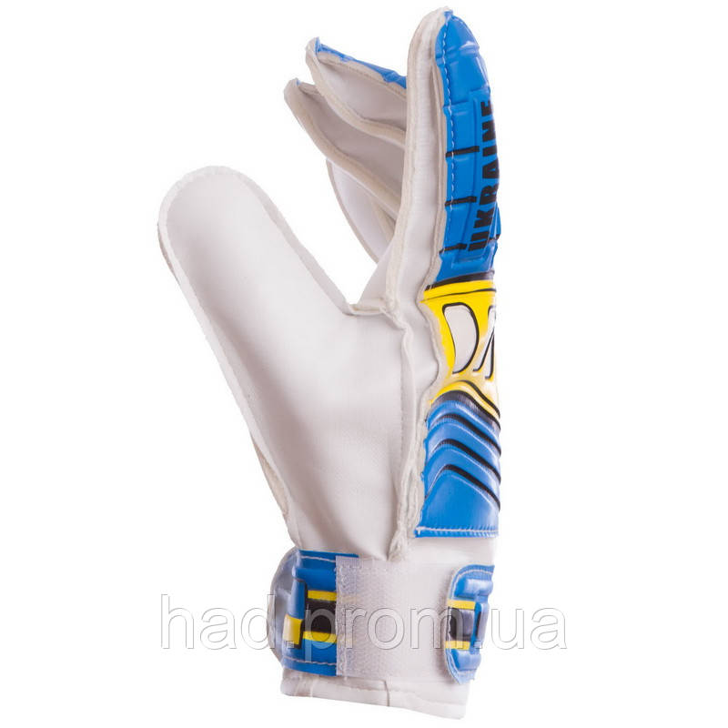 Перчатки вратарские детские UKRAINE Zelart FB-0205-1 размер 4-8 голубой-желтый hd - фото 4 - id-p2142127845
