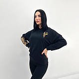 Толстовка жіноча з капюшоном і кишенею кенгуру, демісезон 50-52 р. | Худі на весну/осінь, без флісу | Батал, фото 8