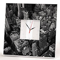 Современные настенные часы "Нью-Йорк. Манхэттен. Небоскребы. New York" дизайнерский подарок для дома, офиса