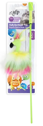 Іграшка для котів Пухнаста пташка на паличці, AFP 2822, 42.5 x 8 x 2.5 см, салатова