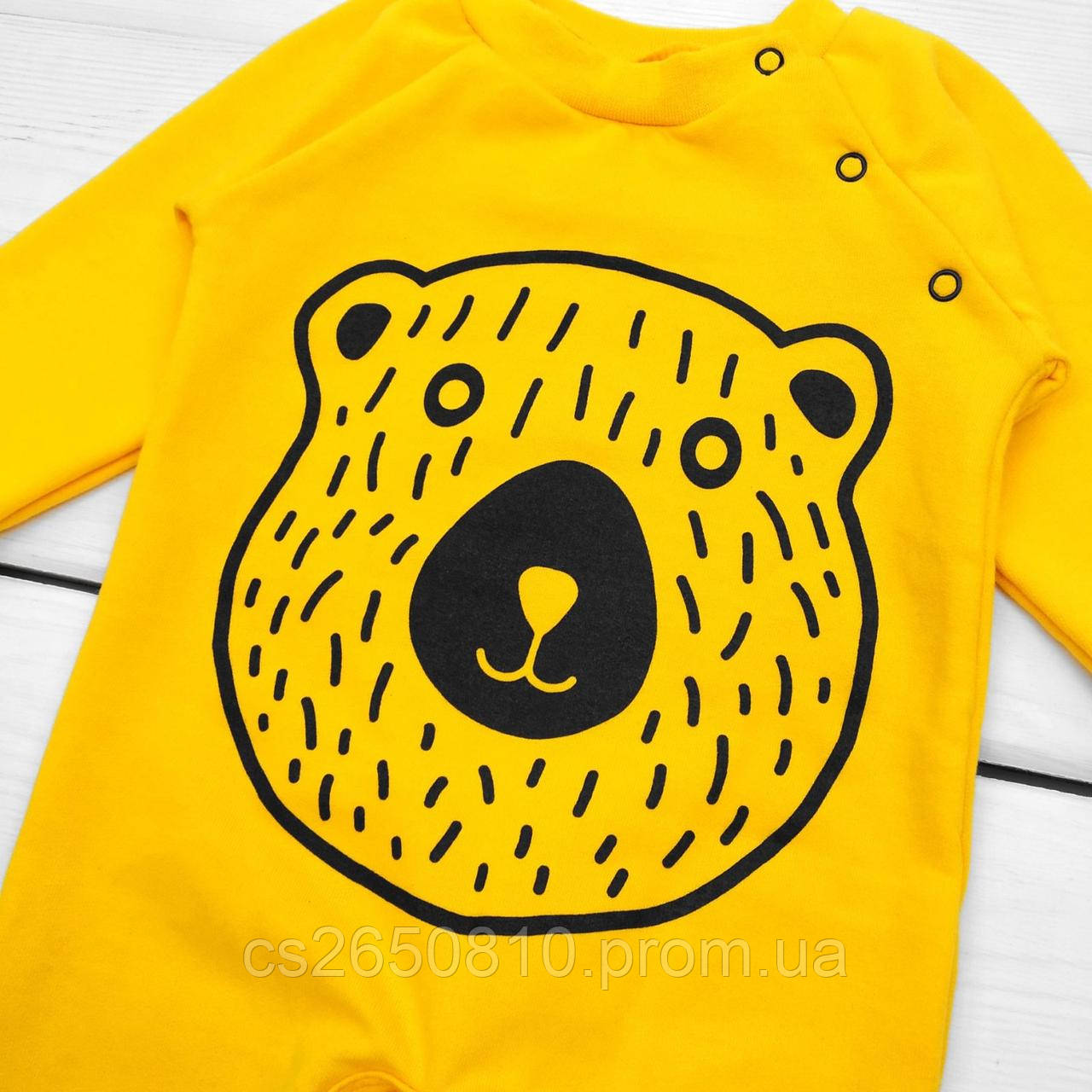 Желтый человечек для малышей с принтом Медвежонок FSU - фото 2 - id-p2142153538