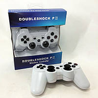 Ігровий бездротовий геймпад Doubleshock PS3/PC акумуляторний джойстик з функцією вібрації. Колір: білий TOS