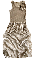 Летнее коричневое хлопковое длинное платье S (М)
