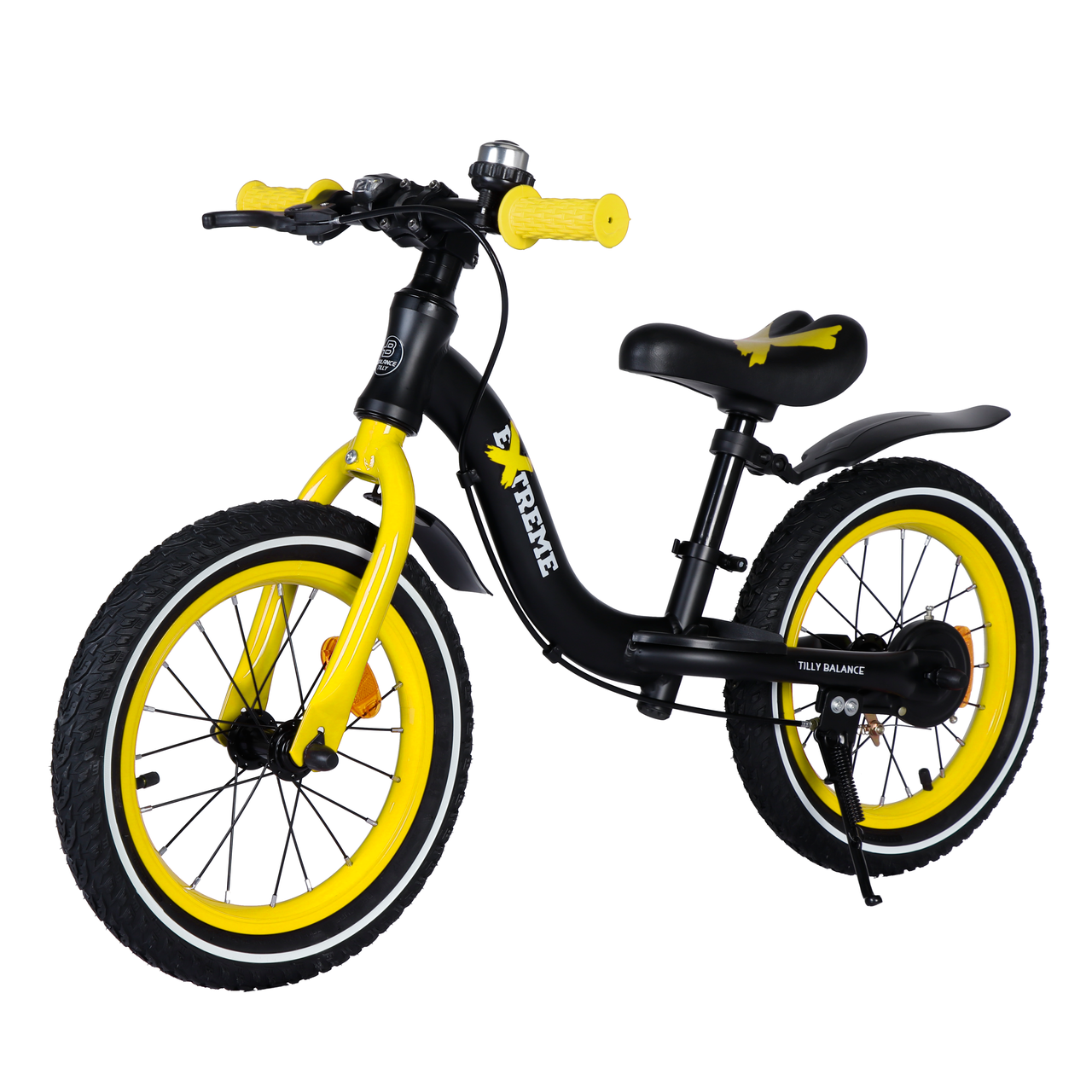 Велобіг (біговел) дитячий BALANCE TILLY Extreme T-212524 Yellow, жовтий, надувні колеса 14" ручне гальмо