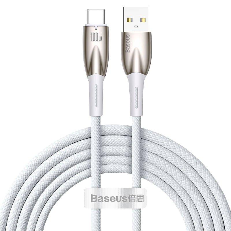 Кабель зарядный Baseus USB A - USB Type C Glimmer Series 100W LED 1 м White (CADH000402)