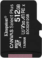 MicroSDXC (UHS-1) Kingston Canvas Select Plus 512Gb class 10 А1 (R-100MB/s)