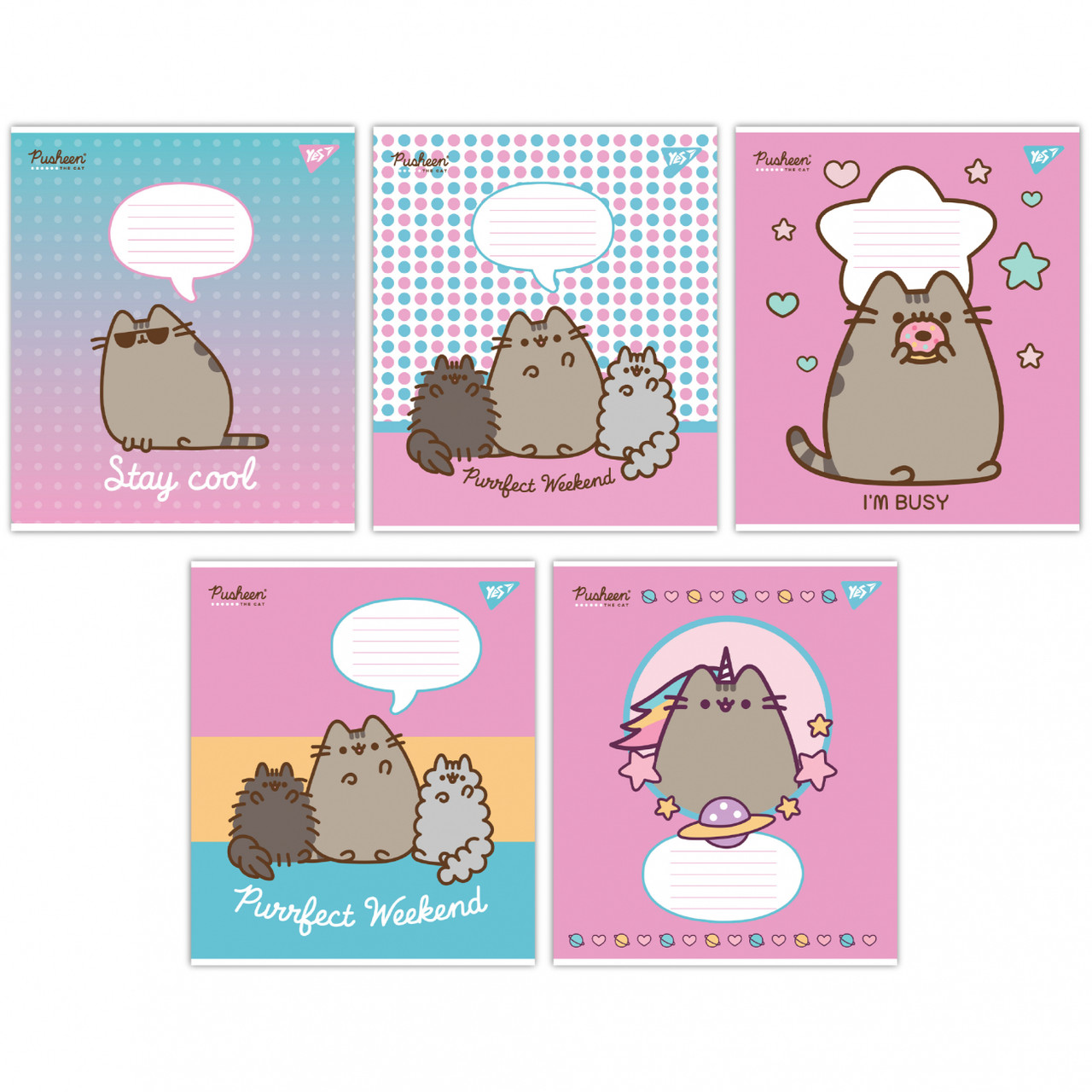 Зошит шкільний Yes Pusheen 12 аркушів клітинка, фото 1