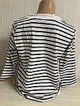 Жіноча стильна смугаста футболка з довгим рукавом у смужку малюнок якір, фото 5