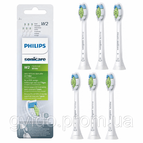 Сменные насадки Philips Sonicare W2 Optimal White HX6066 белые набор 6 ...