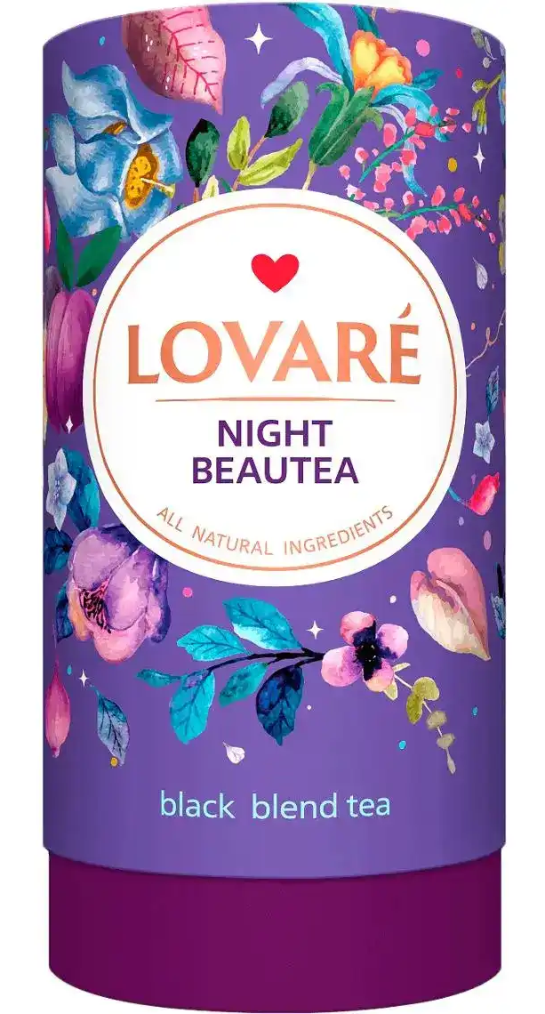 Lovare чай чорний листовий Love Night Beautea з фруктами та квітами 80 грамів в подарунковій упаковці, фото 1