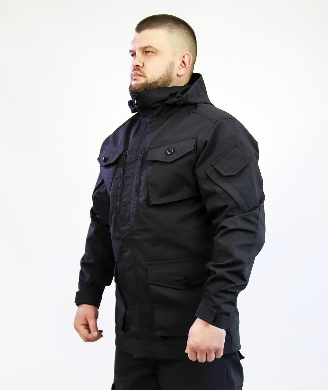 Куртка охоронця чорна демісезонна "Легіон" ріп-стоп