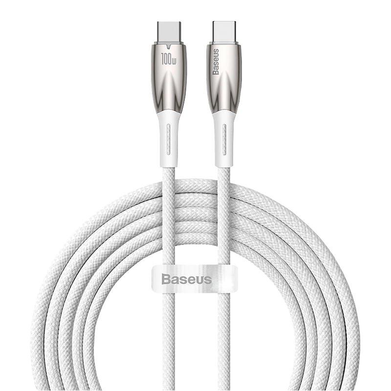Кабель Baseus Glimmer USB Type-C to USB Type-C 100W PD 2.0 5А LED 2 м White (CADH000802)