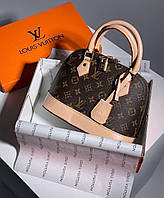 Женская сумка Louis Vuitton Alma Brown Beige эко кожа коричневая 1 отделение c 2 ручками лого LV