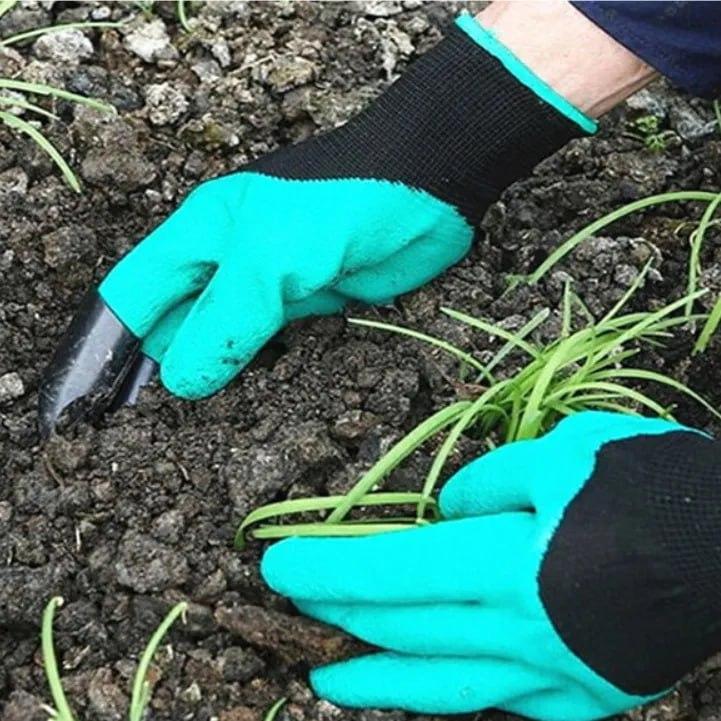 Рукавички з кігтями для саду городу Garden genie прогумовані для роботи в саду