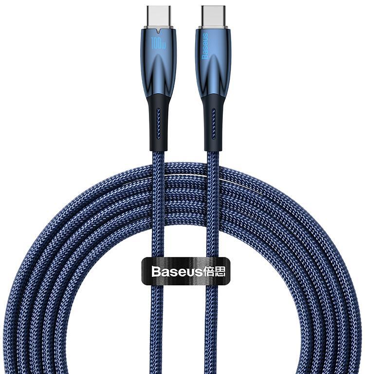 Кабель Baseus Glimmer USB Type-C to USB Type-C 100W PD 2.0 5А LED 2 м Blue (CADH000803)
